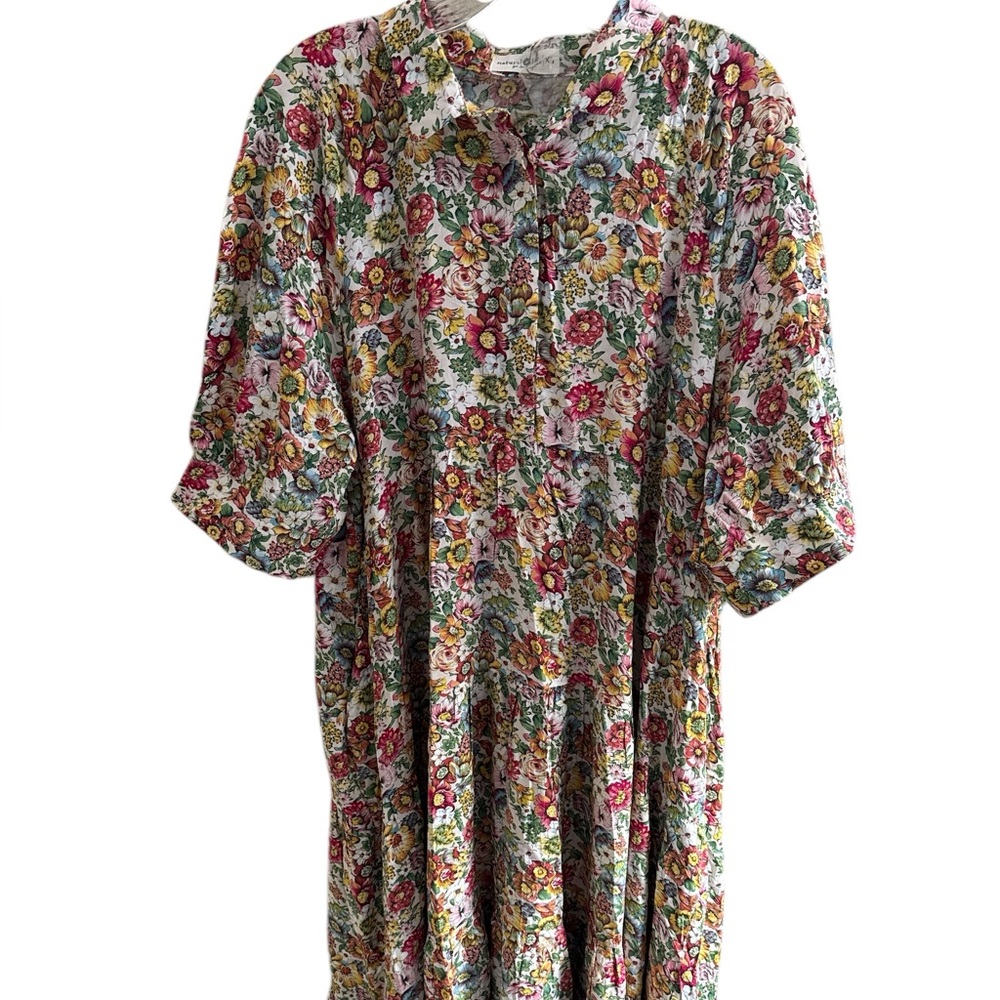 Natural Life New With Tags Rebecca Floral Midi Dress Size XL Relaxed Fit